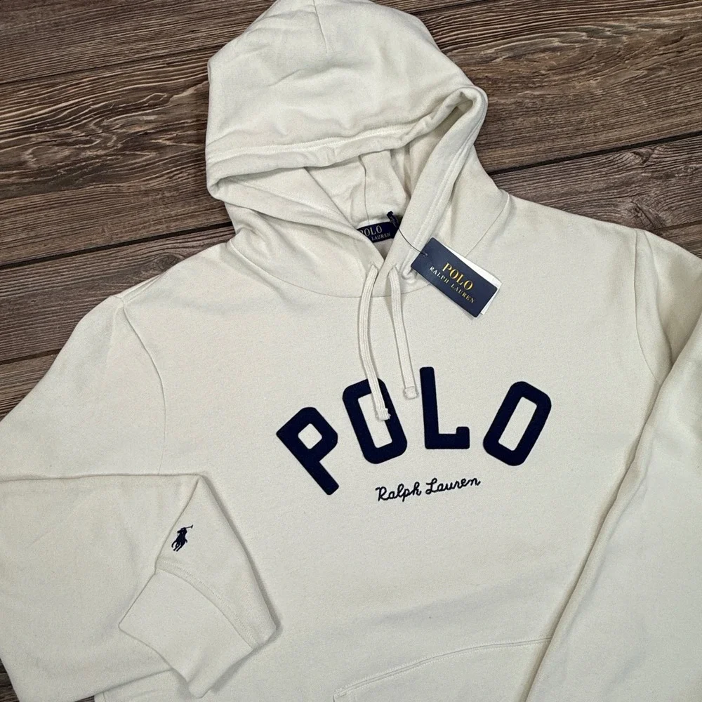Polo Ralph Lauren Mens Hoodie Size‎ XXL Parchment Cream Logo Fleece NEW